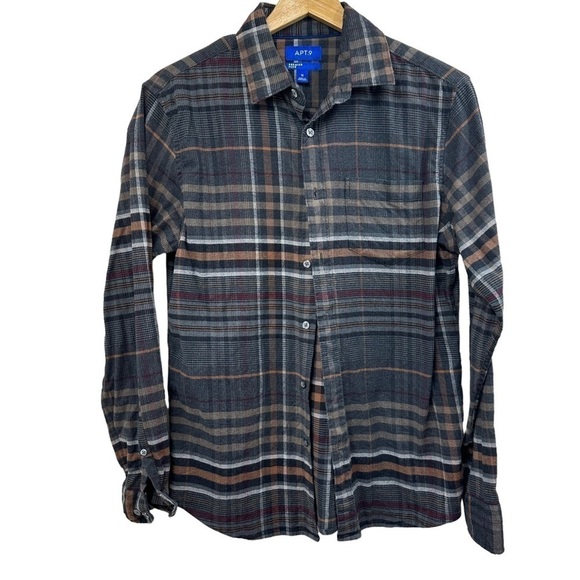 Men's APT.9 Premier Flex Plaid Flannel Shirt, Medium - Picture 1 of 4